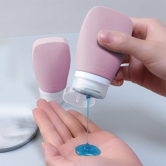 Kugisaki 60ml Cosmetics Sample Bottle, Shampoo and Shower Gel Extrusion Travel Silica Bottle, Portable Wash Flip-top for Easy Squeezing