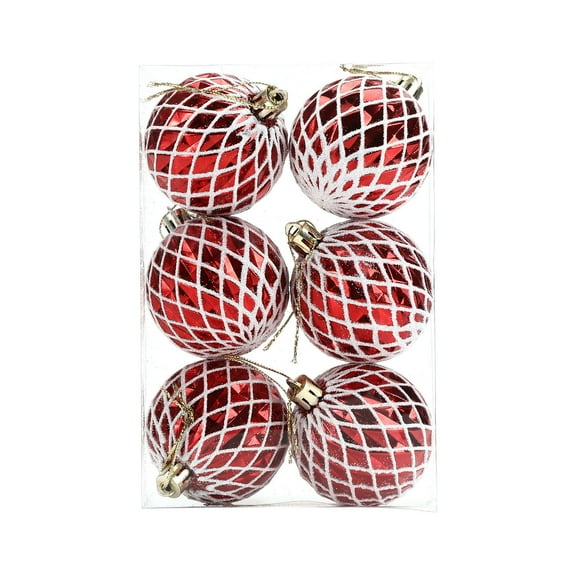 Kugisaki 6PCS Christmas Glitter Balls Ornaments, 2.36In Shatterproof Tree Hanging Plastic Ball Ornaments for Christmas Tree Home Party Wreath Decorations