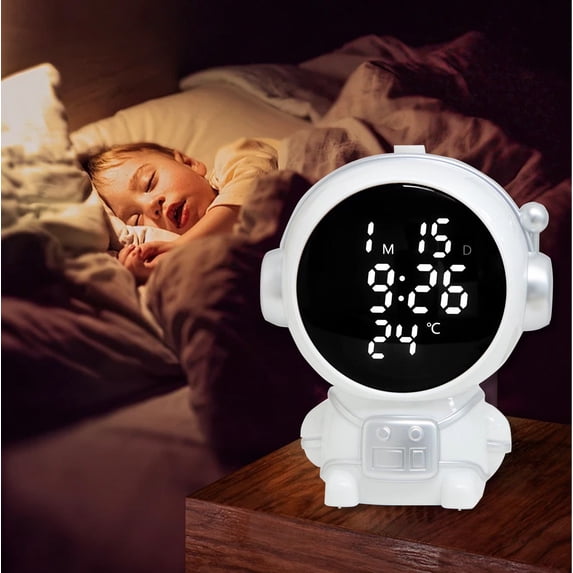 Kugisaki Alarm Clock with Temperature Display & Nightlight Unique Cute Shape Modern Electronic Clock for Bedroom Home