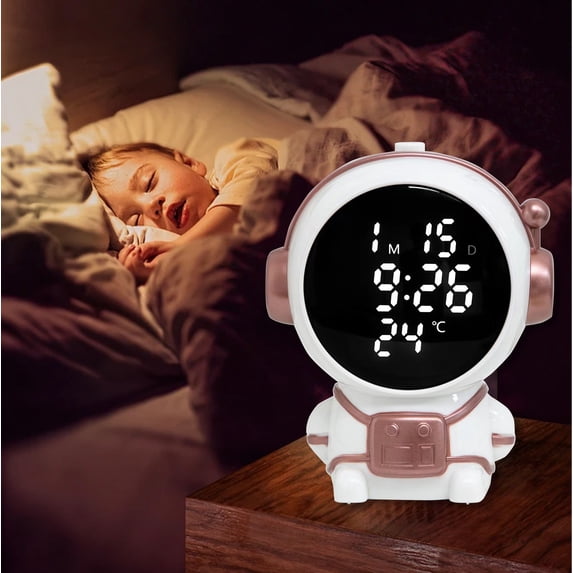 Kugisaki Alarm Clock with Temperature Display & Nightlight Unique Cute Shape Modern Electronic Clock for Bedroom Home