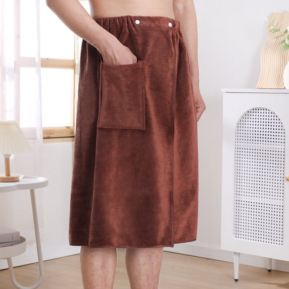 Kugisaki Bath Wrap Towel Large Shower Adjustable Terry Body Spa Towel with Pocket After Shower Wrap for Men Ideal Gift