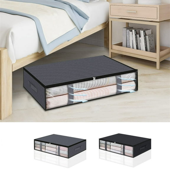 Kugisaki Under Bed Storage Bags, Large Capacity Blanket Storage Containers with Reinforced Handle and Window, Organization and Storage for Comforters, Sheets, Clothes