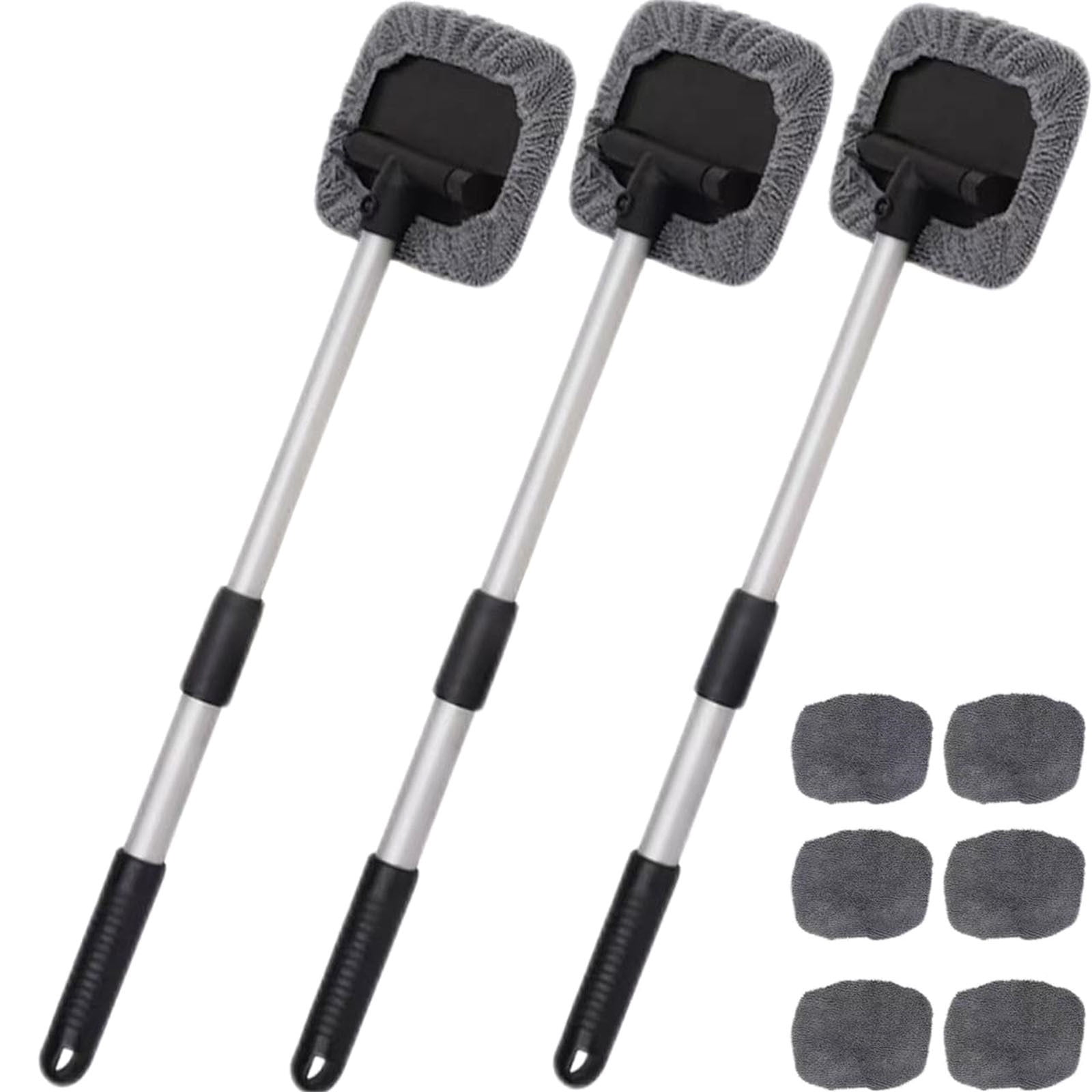 Kugisaki Car Wash Brush Set with Long Handle Microfiber Car Wash Mop Scratch-Free Car Cleaning Brush Kit Include 3 Wash Mops & 2 Replacement Heads for Car Windows Wheels