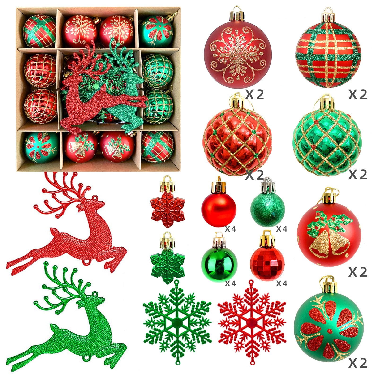 Kugisaki Christmas 2025 Christmas Decorations Set of 40 Shatterproof Christmas Decorations