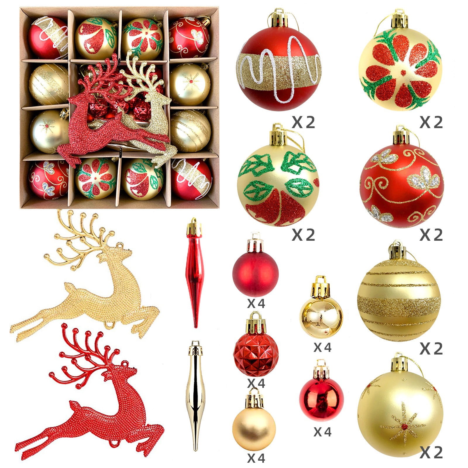 Kugisaki Christmas 2025 Christmas Decorations Set of 40 Shatterproof Christmas Decorations