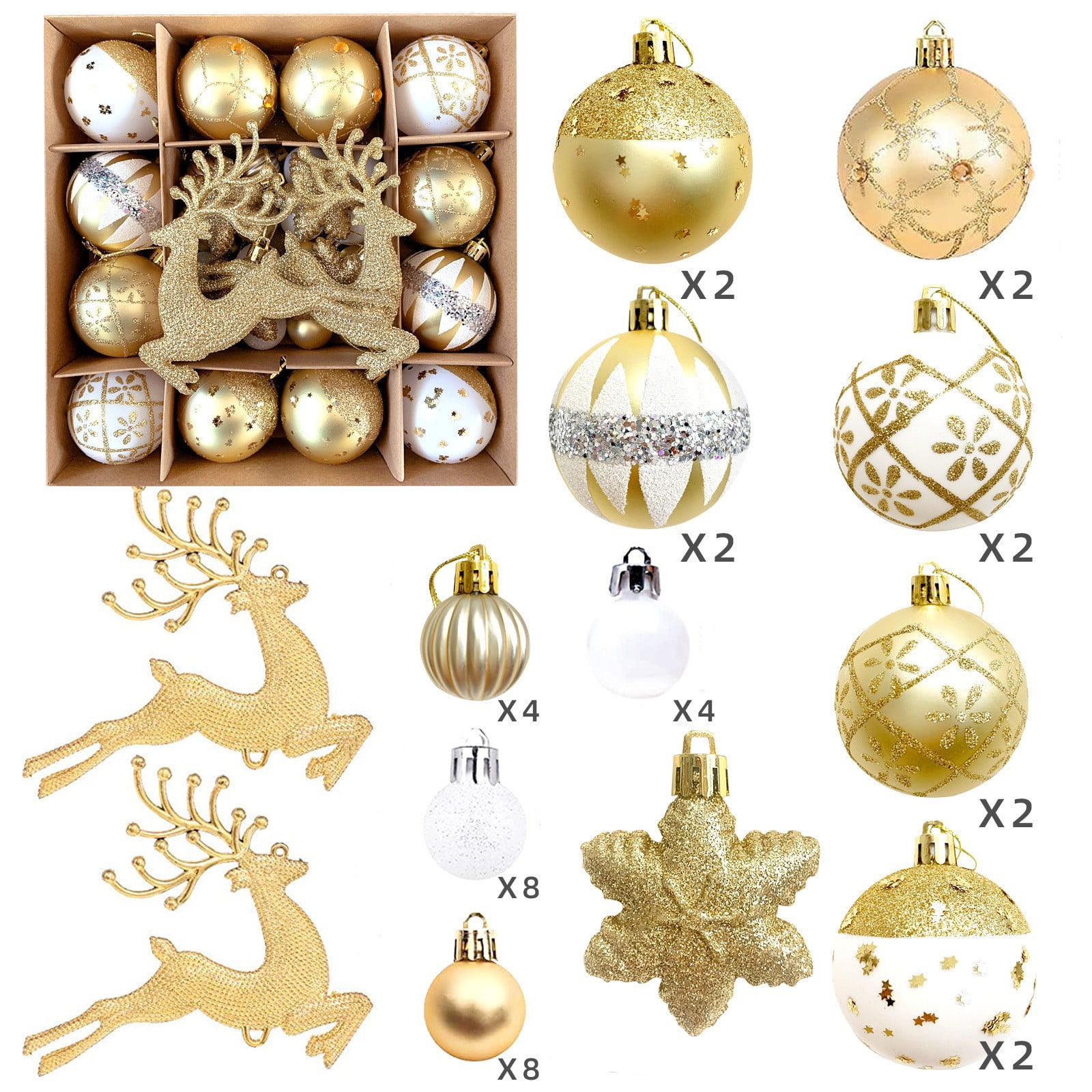 Kugisaki Christmas 2025 Christmas Decorations Set of 40 Shatterproof