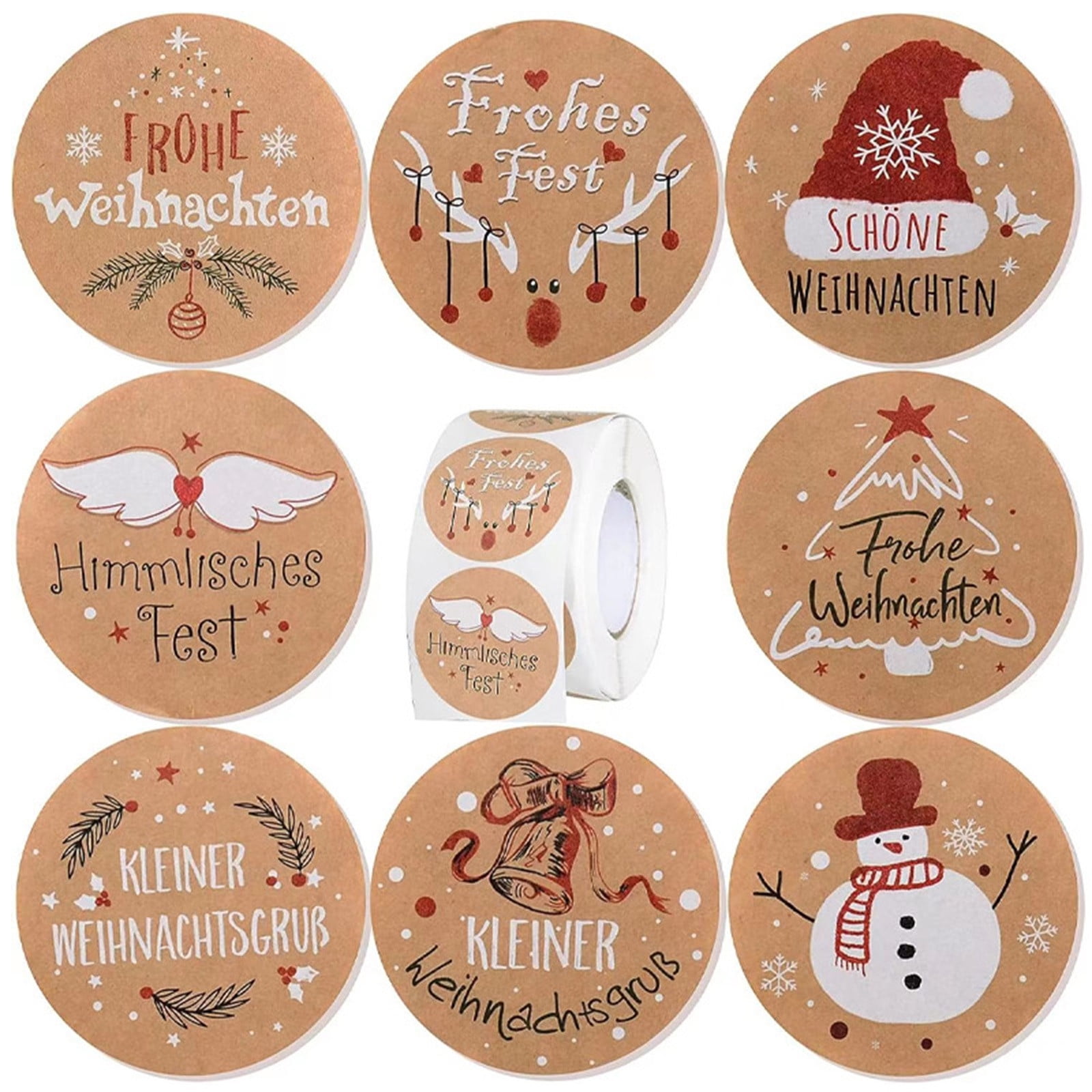 Kugisaki Christmas 2025 Decorations Stickers Pack of 500 3.8 Cm Round, SelfAdhesive Labels with
