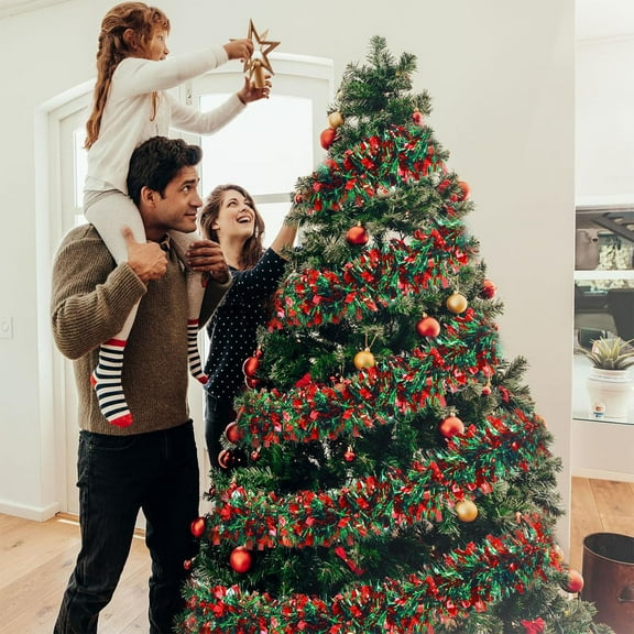 Kugisaki Christmas Decor Christmas Artificial Pine Thickened Rattan, Christmas Decoration Hanging Christmas Tree Woolen Strip Colorful Strip Pull Strip Ribbon Rattan