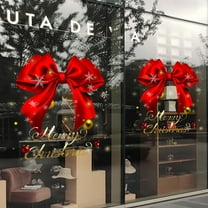 Kugisaki Christmas Bows Window Glass Stickers Decorations, 12 x12 Large Xmas Bows Stickers for Home Window Front Door Mall Window