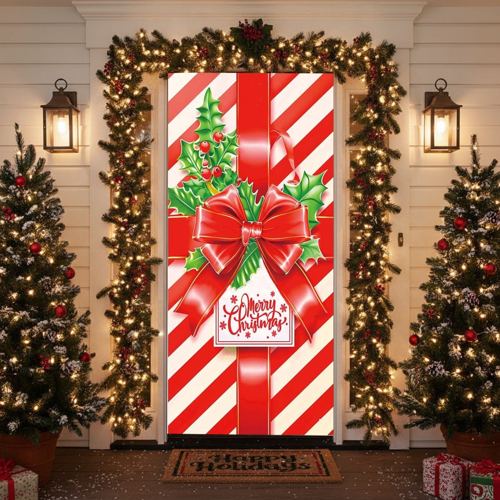 Kugisaki Christmas Door Curtains Decoration, 35 X 71 Inch Christmas ...