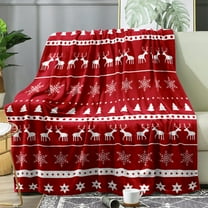 Kugisaki Christmas Flannel Blanket, Christmas Elements Pattern Breathable Soft Cozy Warm Blanket for Couch Sofa Bed, Holiday Decorative Blanket, 27.5x39.3in
