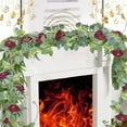 thumbnail image 1 of Kugisaki Christmas Decoration Christmas Floral Garland With Red White Flowers 6.7FT Green Foliage Holiday Decoration For Mantel Doorway And Staircase Indoor Outdoor Christmas Decor, 1 of 6