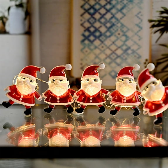 Kugisaki Christmas LED Lights Strings Santa Claus Shape, 2m 10 Lights Decorative Lights String Christmas Holiday Arrangement for Christmas Tree Garden Yard