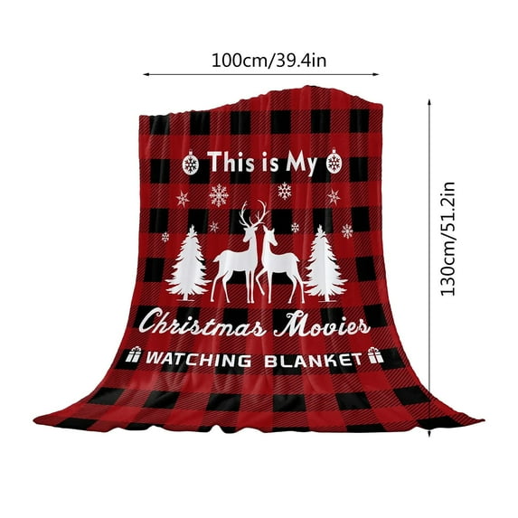 Kugisaki Christmas Plaid Flannel Blanket, Snowflake Reindeer Pattern Christmas Blanket, Soft Warm Cozy Throw Blanket for Couch Sofa Bed, Winter Holiday Decor, 100x130cm