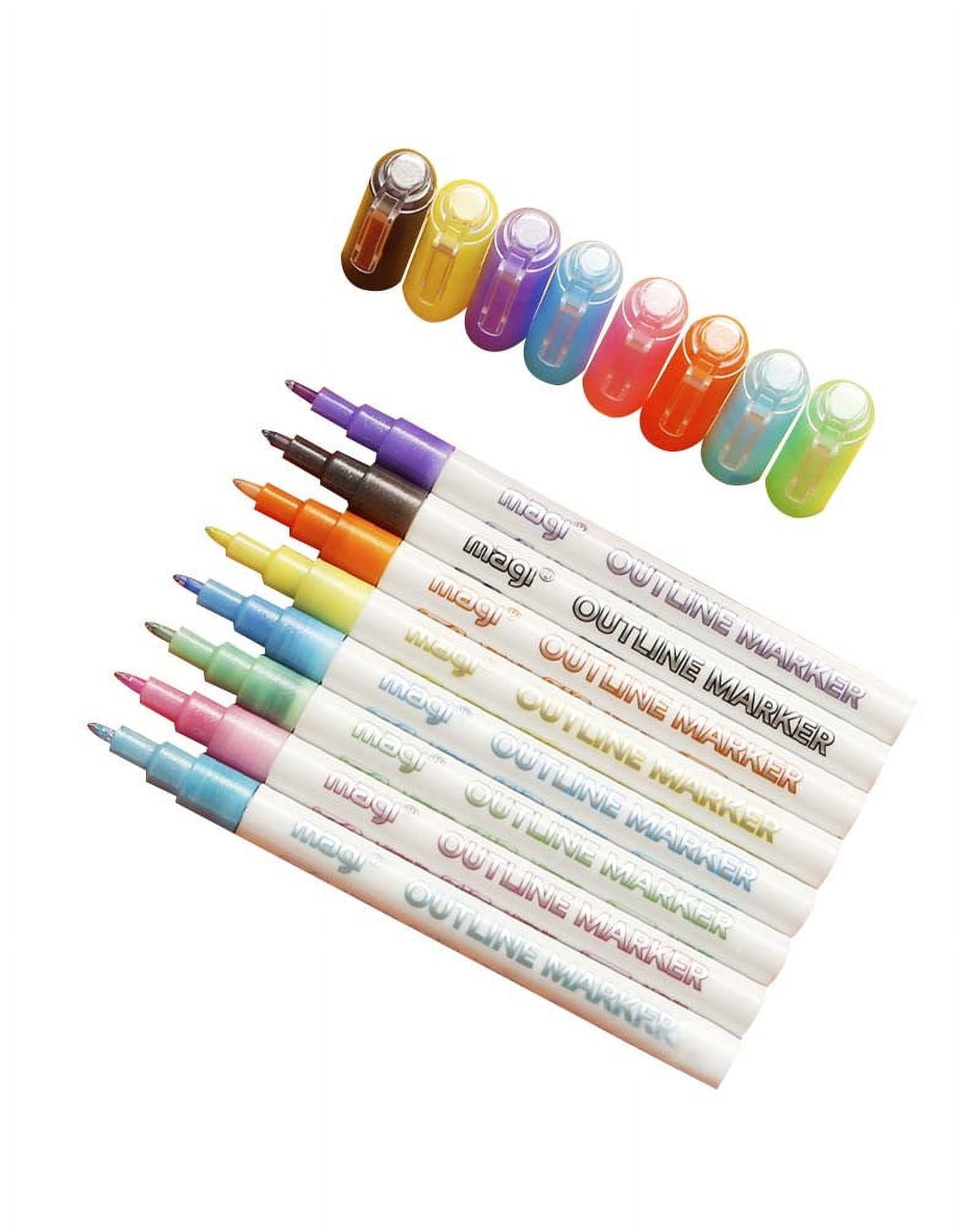 Kugisaki Clearance Marker Pen for Highlight 2023 New 8Pcs Double Line SelfOutline Marker Pen