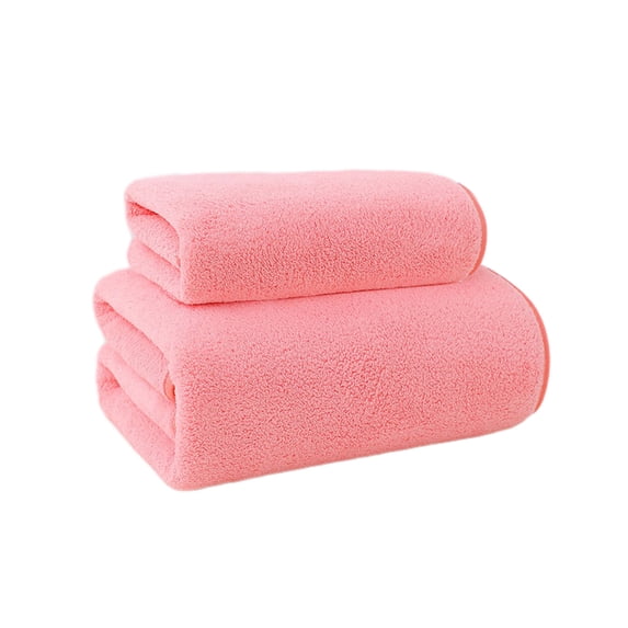 Kugisaki Coral Fleece Bath Towels Sets of 2 Absorbent Quick Dry Beach Towel Large Luxury Plush Thick Towels for Household Vacation Beach Swimming Pool