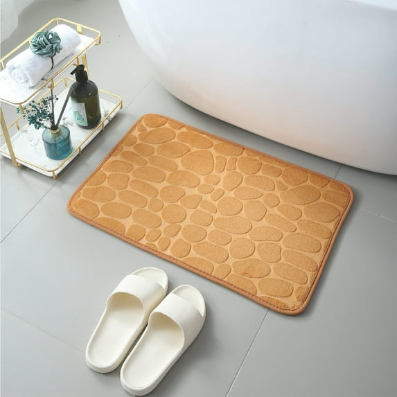 Kugisaki Coral Velvet Bathroom Rugs Thickened Embossed Entrance Carpet, 40 * 60cm Water Absorbent Non Slip Floor Mat for Bathtub Bathroom