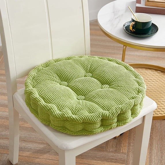 Kugisaki Corduroy Round Chair Cushion Solid Color, Thick Kitchen Office Table Chair Pads with Ties,Non Slip Backing, Seat Cushion for Dining Room,Bar,Patio Chairs