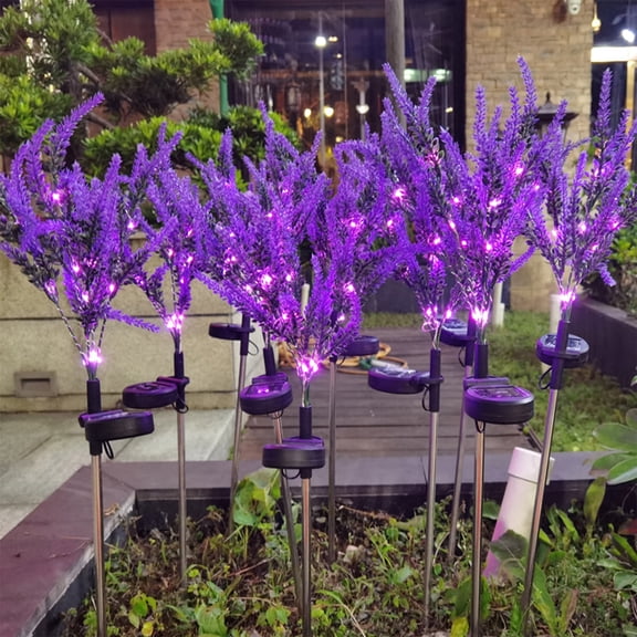 Kugisaki Decorative Solar Light Lavender Shape Stake Lights Waterproof Landscape Path Lights for Pathway Lawn Yard Patio