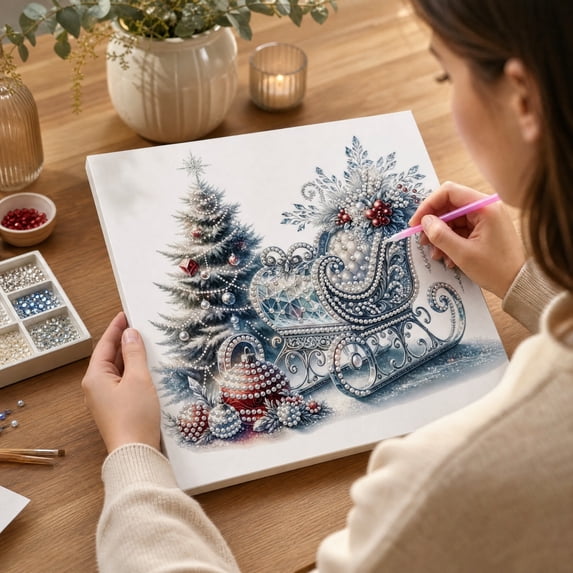 Kugisaki Diamond Art Kit Diamond Art Tabletop Hanging Ornaments Home Painting Decor for Festival Ambient Layout Gift Desktop Tree Window