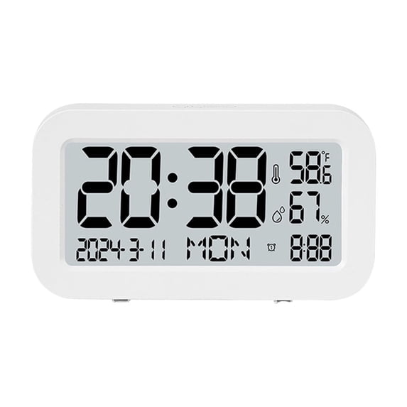 Kugisaki Digital Alarm Clock LCD Large Screen Multifunctional Digital Clock Displaying Date Temperature and Humidity for Bedroom Home Living Room Office