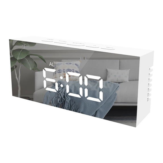 Kugisaki Digital Alarm Clock LED Mirror Clock Large Display Modern Electronic Clock for Bedroom Home Living Room Office