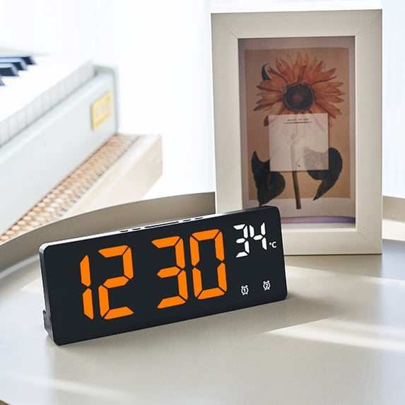Kugisaki Digital Alarm Clock LED Mirror Desk Clock Large Display Modern Electronic Clock for Desk, Table, Shelf or Bedside Bed