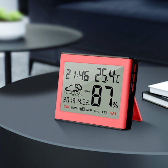 Kugisaki Digital Alarm Clock Multifunctional Digital Clock Displaying Date, Day, Temperature and Humidity for Bedroom Home Living Room Office