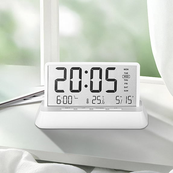 Kugisaki Digital Alarm Clock Multifunctional Digital Clock Displaying Date Temperature for Bedroom Home Living Room Office