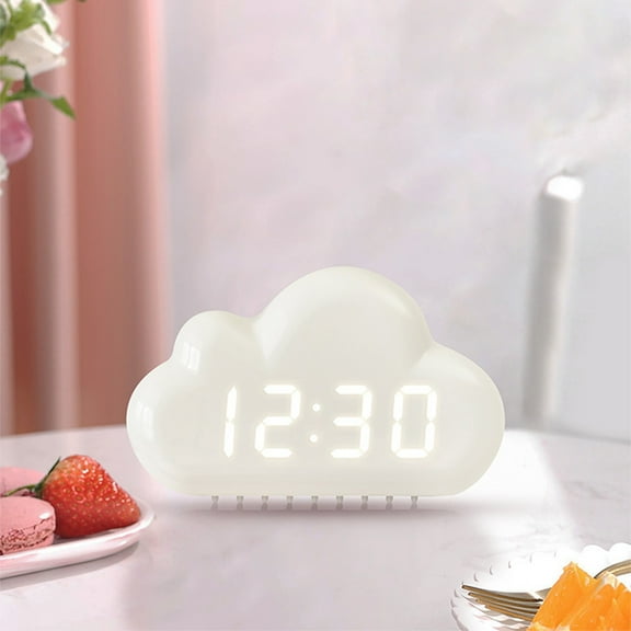 Kugisaki Digital Alarm Clock with Large Display, Cute Cloud Shape Digital Sound Sensor Table Desk Alarm Clock