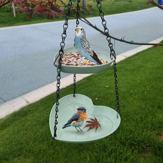 Kugisaki Double-Layer Heart Bird Feeder,Hanging Hummingbird Feeder Outdoor for Garden Yard Patio