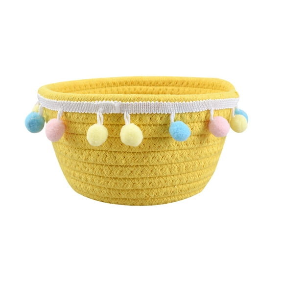 Kugisaki Easter Basket Woven Cotton Baskets with Egg Trim Storage Gifts, Candies Easter Decoration Party Gift