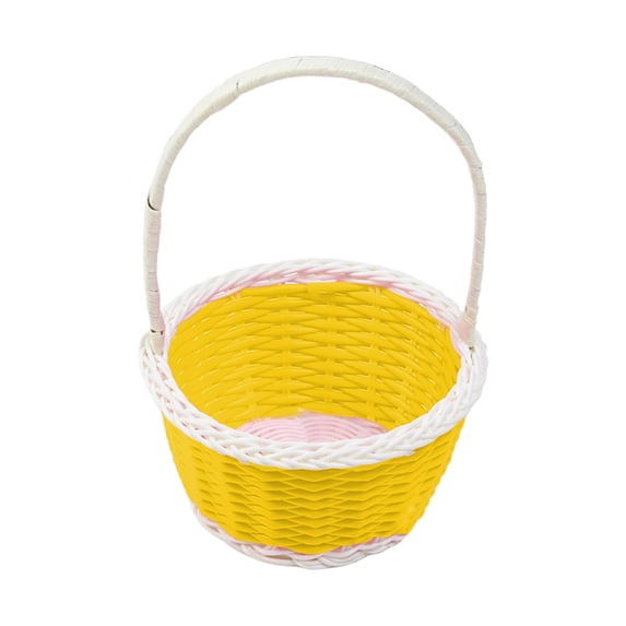 Kugisaki Easter Baskets Mini Woven Rattan Flower Baskets with Handles Easter Party Favor Supplies Festival Home Decoration