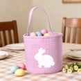 thumbnail image 1 of Kugisaki Easter Bunny Basket Canvas Candy Egg Easter Basket Rabbit Print Buckets Plaid Tote Bags for Easter Decoration, 1 of 6