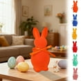 thumbnail image 1 of Kugisaki Easter Decorations Flocked Bunnies Figurine with Bow tie 5.5" Flocking Rabbit Ornament for Easter Centerpieces Home Office Decor Party Supplies, 1 of 7