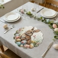 thumbnail image 1 of Kugisaki Easter Linen Placemats Bunny Floral Table Mat Irregular 15 In Round Placemats Suitable for Easter Decoration, 1 of 6
