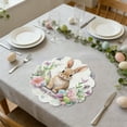 thumbnail image 1 of Kugisaki Easter Linen Placemats Bunny Floral Table Mat Irregular 15 In Round Placemats Suitable for Easter Decoration, 1 of 6