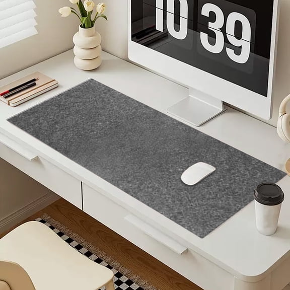 Kugisaki Felt Mouse Pad Large Desk Mat Non-Slip Rubber Base Stitched Edge Large Extended Desk Protector for Home Office, 23.6"x11.8"