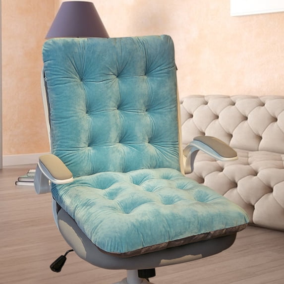 Kugisaki Flannel Chair Cushion Thickened Double Sided Foldable, Winter Warm Soft Thick Home Office Sofa Chair with Lumbar Support Cushion and No-slip Backing, 17.7x33.5In