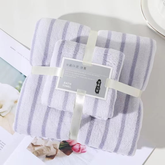 Kugisaki Fleece Towel and Bath Towel Set Househeld, Thick Soft and Non-Shedding, Lightweight Quick-Dry Absorbing Bath Towel for Bathroom, Shower, Pool