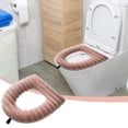 thumbnail image 1 of Kugisaki Flock Bathroom Toilet Seat Cover Pads- Soft Warmer Toilet Seat Cushion Cover with Handle Stretchable Washable Cloth, Easy Installation Comfortable Toilet Lid Seat Cover, 1 of 5