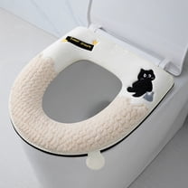 Kugisaki Flock Bathroom Toilet Seat Cover Pads- Soft Warmer Toilet Seat Cushion Cover Washable Cloth, Easy Installation Comfortable Toilet Lid Seat Cover