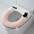 thumbnail image 1 of Kugisaki Flock Bathroom Toilet Seat Cover Pads- Soft Warmer Toilet Seat Cushion Cover Washable Cloth, Easy Installation Comfortable Toilet Lid Seat Cover, 1 of 8