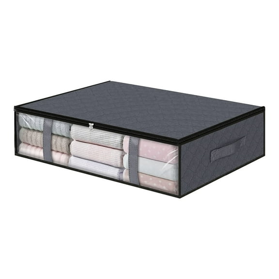 Kugisaki Folding Under Bed Storage Box, Moistureproof Storage Containers with Reinforced Handle and Window, Suitable for Pillows Coats Blankets Clothes