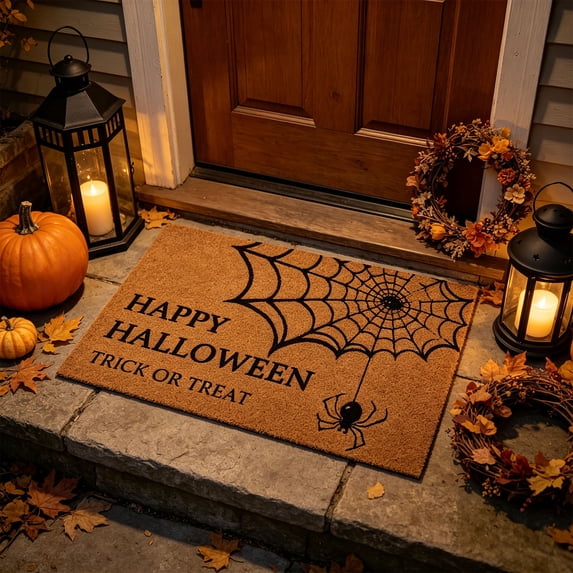 Kugisaki Halloween Decoration Door Mat Coir Welcome Mat with Non-Slip Backing Durable Floor Mat for Front Door Outdoor Indoor