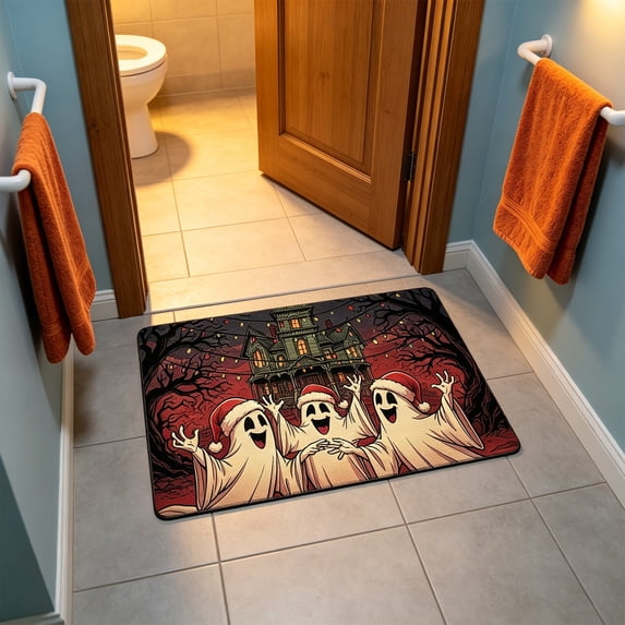 Kugisaki Halloween Decoration Door Mat Plush Welcome Mat with Non-Slip Backing Durable Floor Mat for Front Door Outdoor Indoor