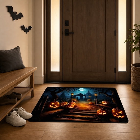 Kugisaki Halloween Decoration Door Mat Welcome Mat for Front Door with Non-Slip Backing Durable Doormat for Outside Entrance Outdoor Indoor