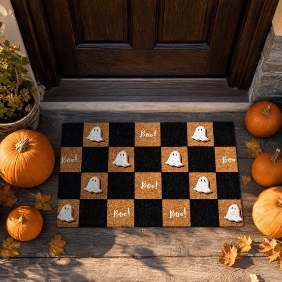 Kugisaki Halloween Decoration Door Mat Welcome Mat with Non-Slip Backing Durable Floor Mat for Front Door Entrance Outdoor Indoor