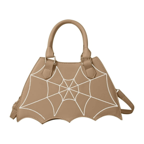 Kugisaki Halloween Purse for Women, Bat wing Shoulder bag PU Leather Spider Web Crossbody Handbag with Strap Chain, Themed Party Daily Commuting Travel