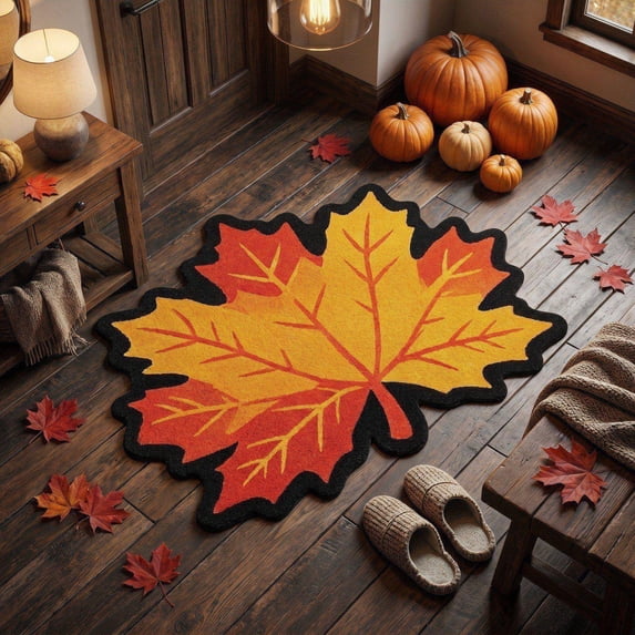 Kugisaki Halloween Plush Flocked Doormat Cute Shaped Floor Mat Non-Slip Rugs for Thanksgiving Home Livingroom Bedroom Decor